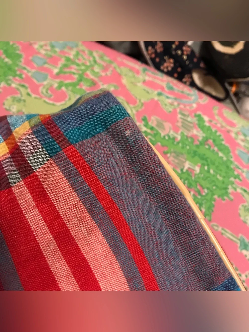 Vintage Lauren Ralph Lauren red and blue plaid toiletry bag